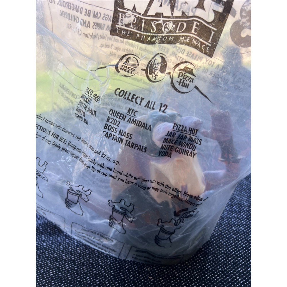 Star Wars Jar Jar Binks Pizza Hut Taco Bell Figure Cup Topper 1999 New In Bag